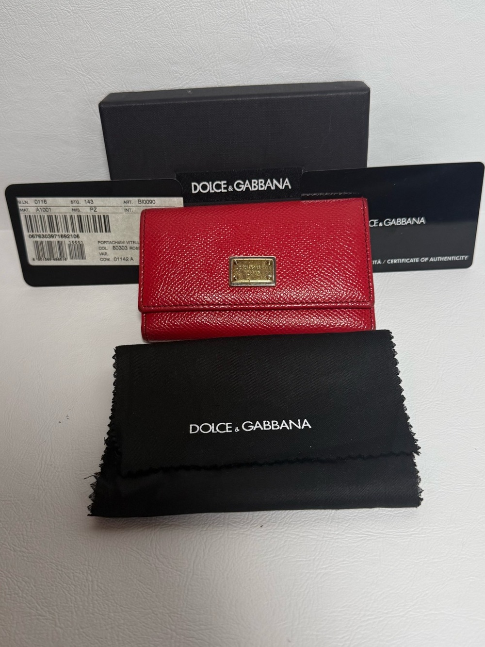 Dolce & Gabbana Red Dauphin Leather Compact Key Case Wallet